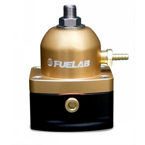 FUELAB 54501-5 Mini Fuel Pressure Regulator In-Line EFI (25-90 psi, 6AN-In, 6AN-Out) Gold
