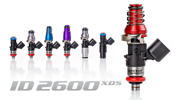 INJECTOR DYNAMICS 2600.48.14.R35.6 NISSAN GT-R (R35) ID2600-XDS, for R35/VR38. 14mm (grey) adapter top. GTR lower spacer/14