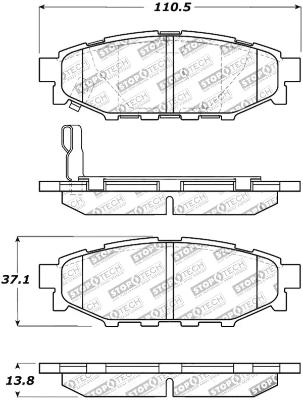 STOPTECH 309.11140 Rear Sport Brake Pads with Shims & Hardware SCION/SUBARU BRZ/Crosstrek/Forester/FR-S 2005-2019