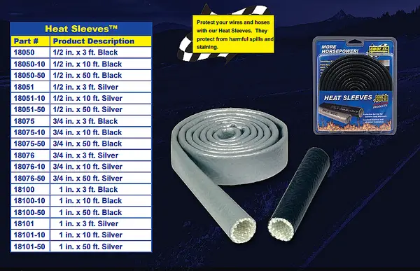 THERMO-TEC 18101-50 Heat Sleeves silicone 50 ft. 1" silver