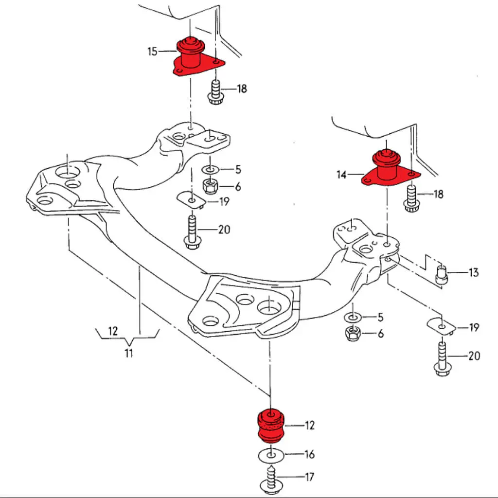 VERKLINE ELA-007 Front Polyurethane Subframe Bushings Kit for AUDI S4 / S6