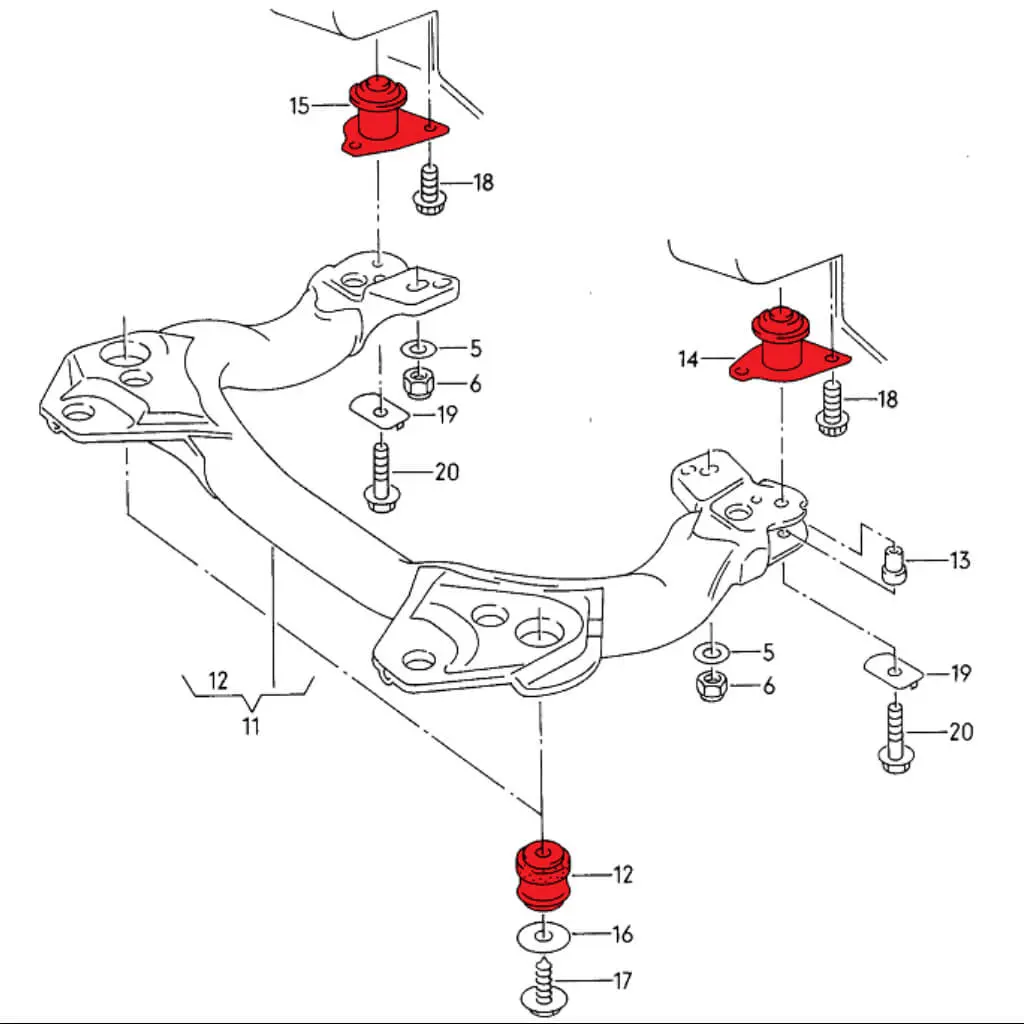 VERKLINE SBK-012 Front Solid Subframe Bushings Kit for AUDI S4 / S6