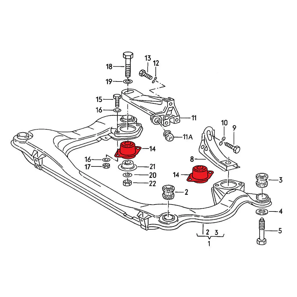 VERKLINE ELA-002-85 Gearbox Mounts Kit (Track Hardness) for AUDI RS2 / S2