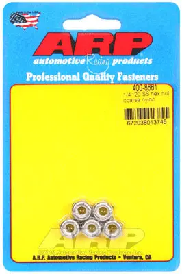 ARP 400-8661 Nut Kit 1/4"-20 SS coarse nyloc hex