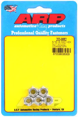 ARP 200-8662 Nut Kit 5/16"-18 cad coarse nyloc hex