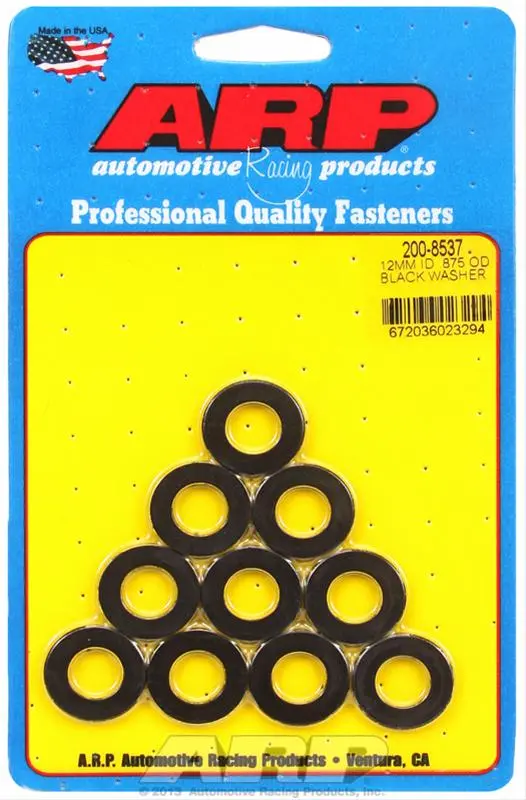 ARP 200-8537 Washer Kit M12 ID .875" OD black oxide washers
