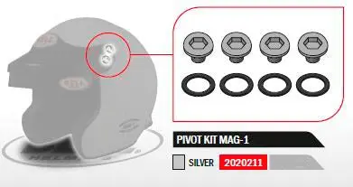 BELL 2020211 Pivot kit for MAG-1 helmet, silver