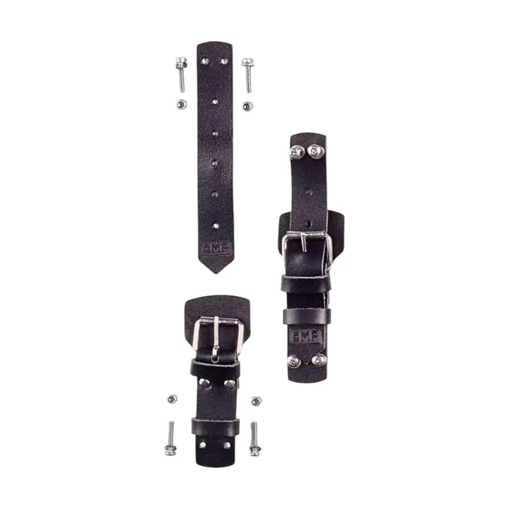 OMP EB0-0487-071 Bonnet Pins Straps, Leather, Black
