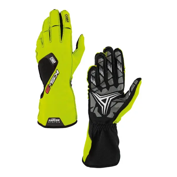 OMP KB0-2756-A01-059-006 Child Kart Gloves KS-3 MY2026, Yellow/Black, Size 6