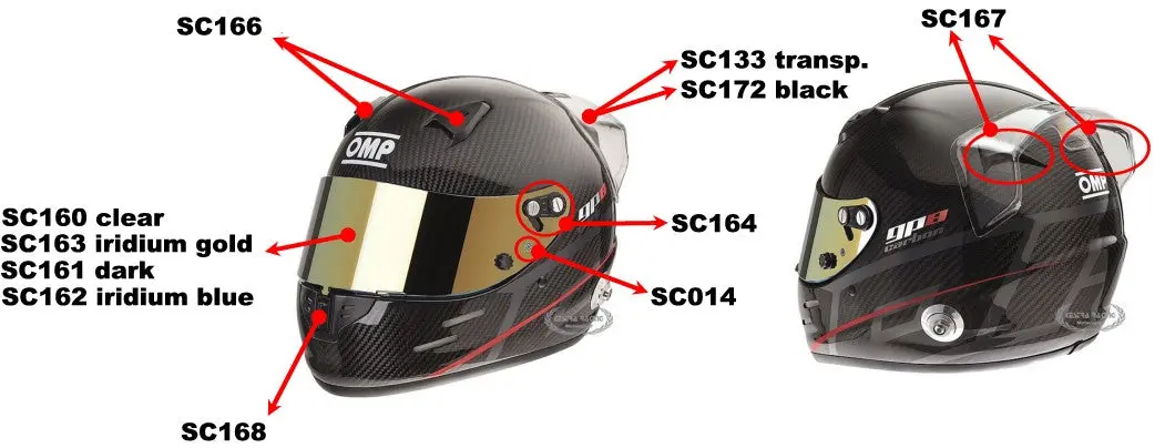 OMP SC0-0161 Dark Visor for GP8 Evo / GP8 K / KJ8 Series Helmets