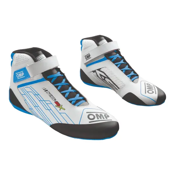 OMP KC0-0839-A01-124-36 Kart Shoes KS-2X, FIA 8877-2022, White/Cyan