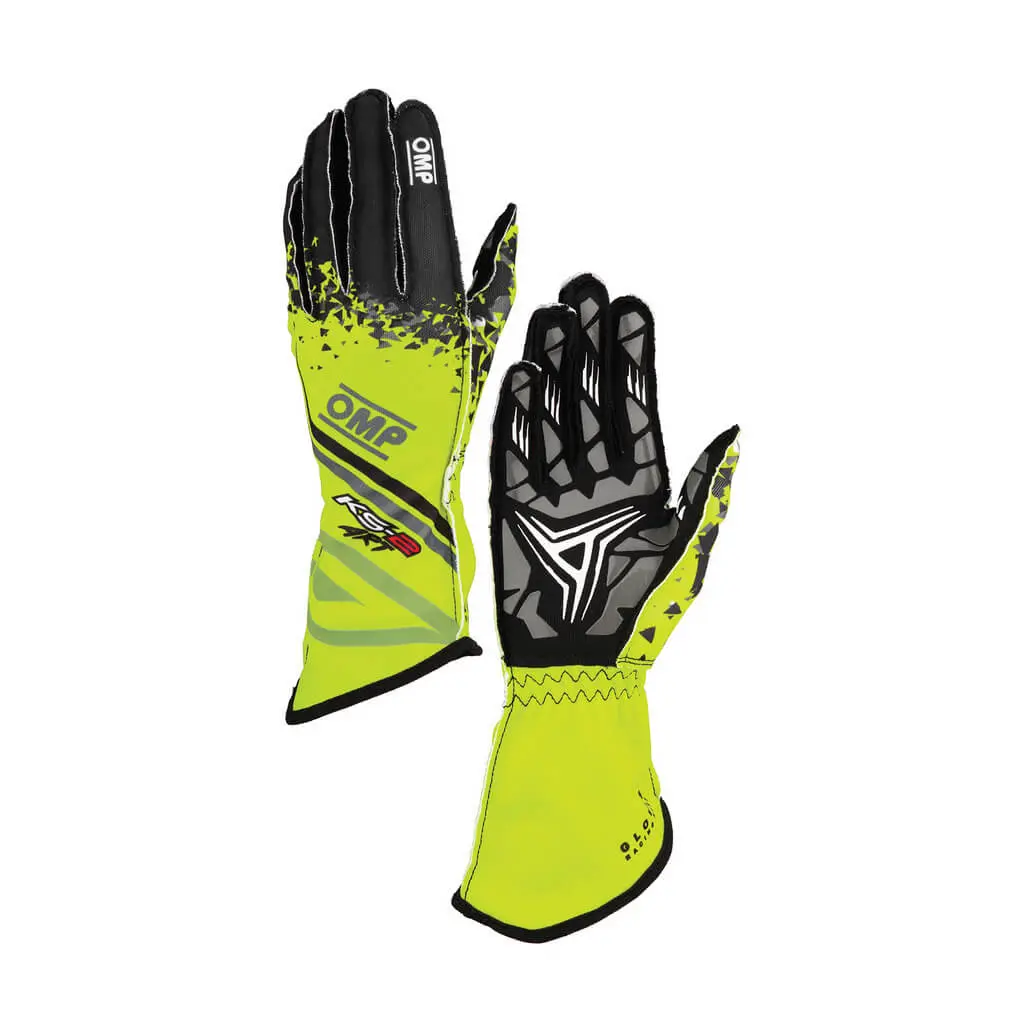 OMP KB0-2755-A01-059-L Karting Gloves KS-2 Art My2025, Yellow / Black