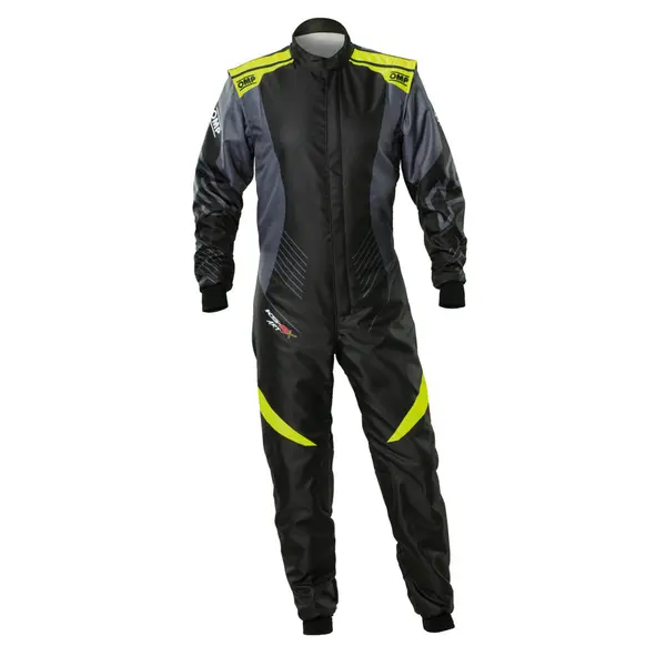 OMP KA0-1732-A01-178-44 Karting Suit KS-2X Art, FIA 8877-2022, Black / Fluo Yellow