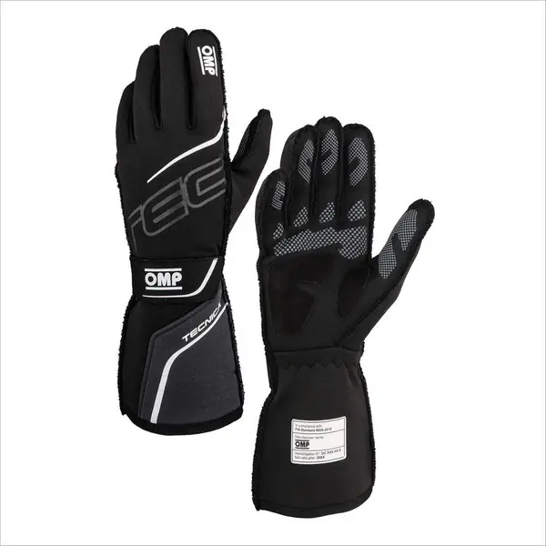 OMP IB0-0779-A01-077-S Racing Gloves Tecnica, FIA 8856-2018, Black / Anthracite