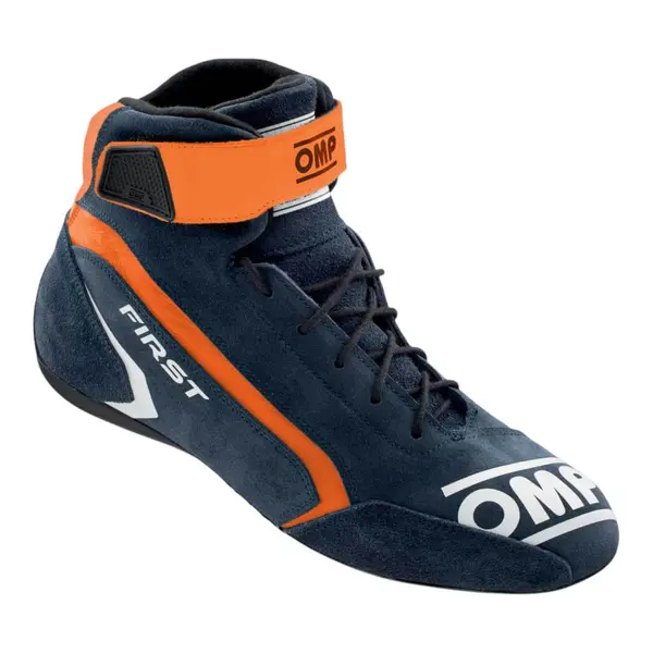 OMP IC0-0824-A01-249-39 Racing Shoes First MY2021, FIA 8856-2018, Navy Blue / Orange