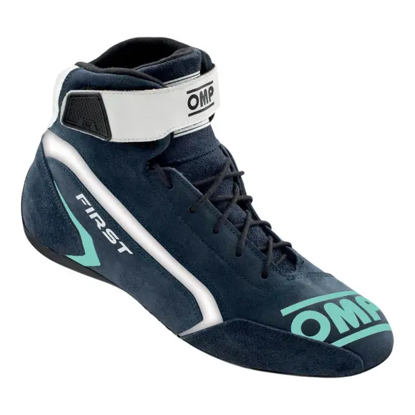 OMP IC0-0824-A01-248-41 Racing Shoes First My2021, FIA 8856-2018, Navy Blue / Tiffany