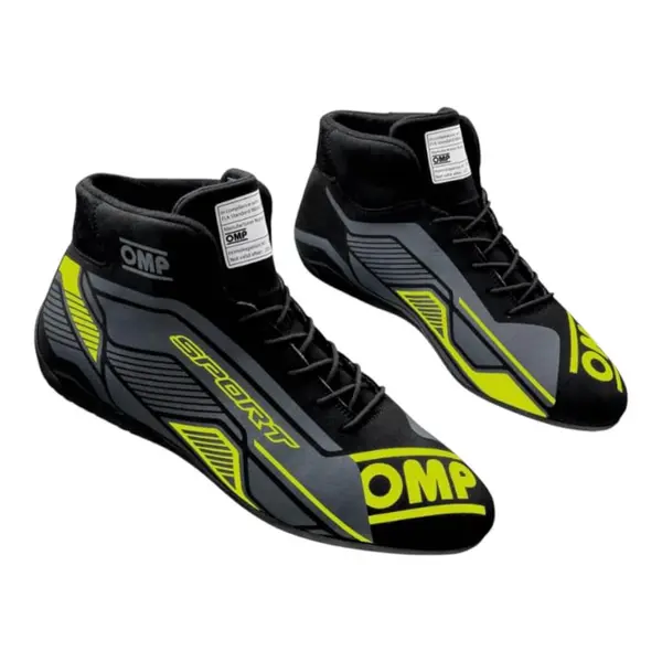 OMP IC0-0829-A01-178-37 Racing Shoes OMP Sport, FIA 8856-2018, Black / Fluo Yellow