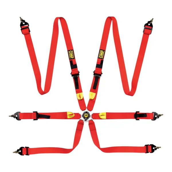 OMP DA0-0208-A01-061 Safety Harness First 2", 6-point, FIA 8853-2016, Red