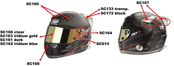 OMP SC0-0167 Spare Couple of Rear Air Vents for GP8 Evo / GP8 K Helmets