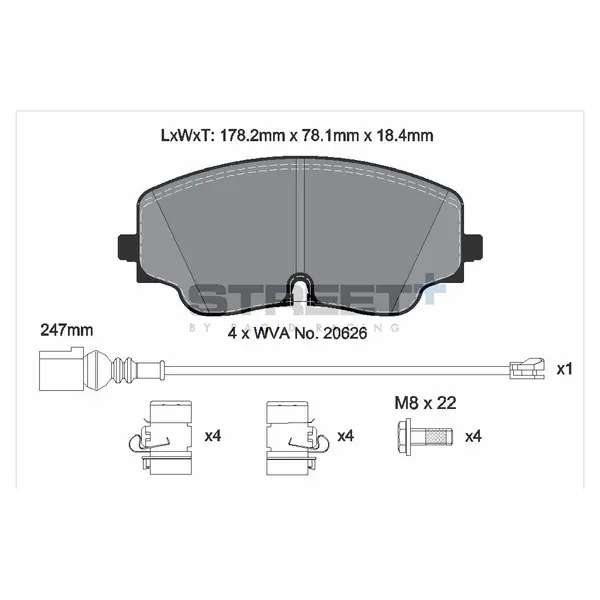 PAGID T8218SP2001 Front Brake Pads for AUDI A3 Sportback (8YA) 2020- / VW GOLF (Mk8) (STREET+)