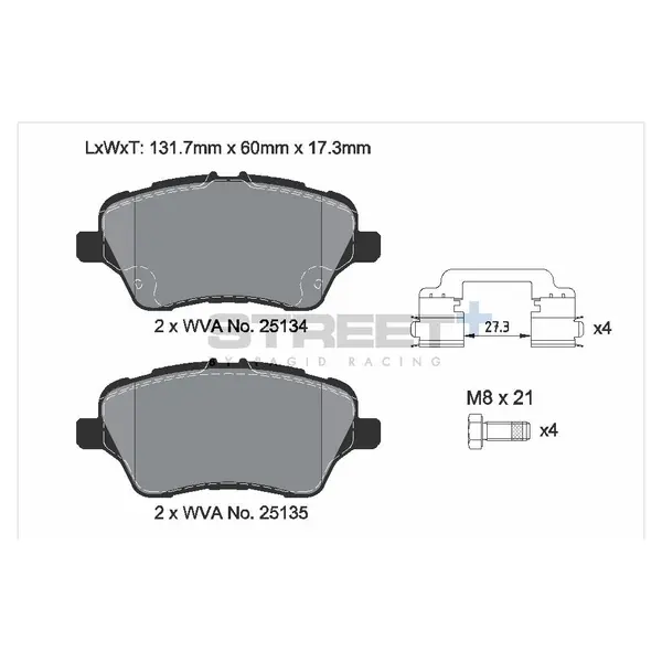 PAGID T8197SP2001 Front Brake Pads for STREET+ for FORD Fiesta VI / B-Max