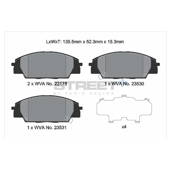 PAGID T8166SP2001 Front Brake Pads for STREET+ for HONDA S2000 (AP) / Civic VIII Hatchback (FN, FK)