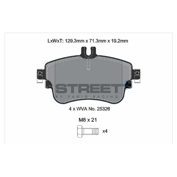 PAGID T8216SP2001 Front Brake Pads for STREET+ for MERCEDES-BENZ B-CLASS Sports Tourer (W246 / W242) / A-CLASS (W176) / CLA Coupe