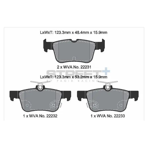 PAGID T8013SP2001 Rear Brake Pads for STREET+ for FORD MONDEO V Saloon (CD) / LINCOLN MKZ