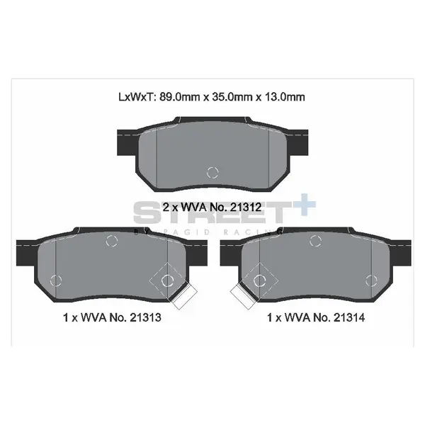 PAGID T8004SP2001 Rear brake pads STREET+ for Honda ACCORD III / CIVIC IV, VI / CRX