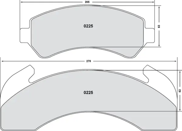 PFC 0225.22 Brake Pads for Freightliner FL50 / FL60 / FL70 1995-200 (Z-Rated Compound)