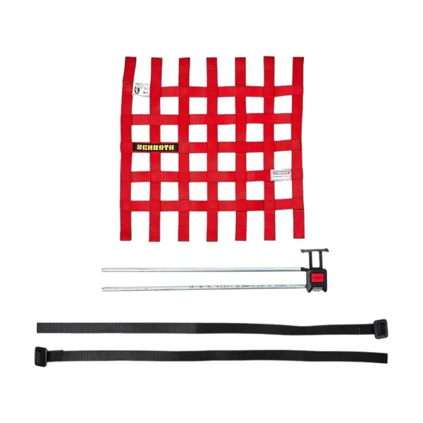 SCHROTH 09043-2 Left Window Net with Hardware 400 x 405mm SFI/FIA, Red