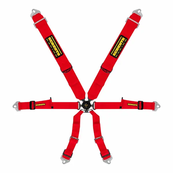 SCHROTH 94540-2 Racing Harness Profi 3x2 Pull-up 6-Point, Red