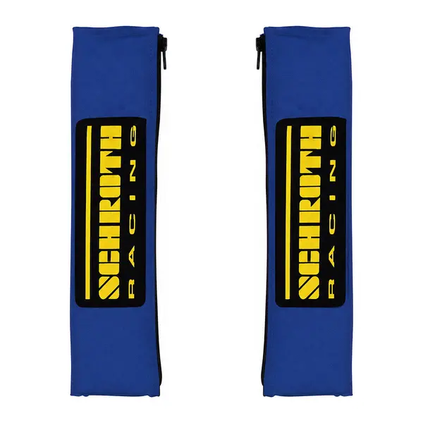 SCHROTH 01119 Shoulder Pads Racing Logo 50mm, Blue/Yellow Logo