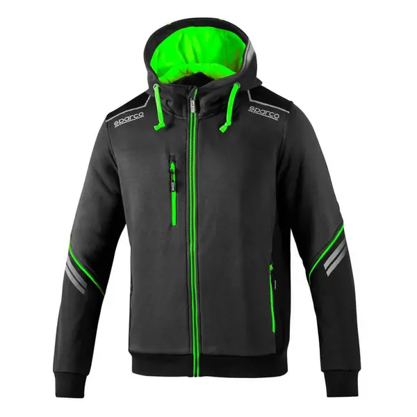 SPARCO 02414GSVF7XXX Full Zip Hoodie Colorado, Grey/Fluo Green