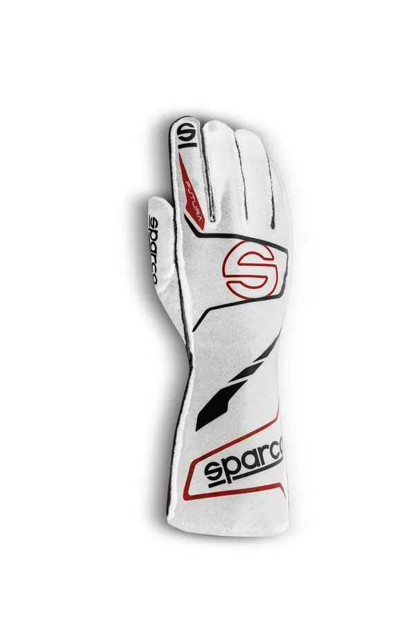 SPARCO 00136510BINR FUTURA Racing gloves, FIA 8856-2018, white/black
