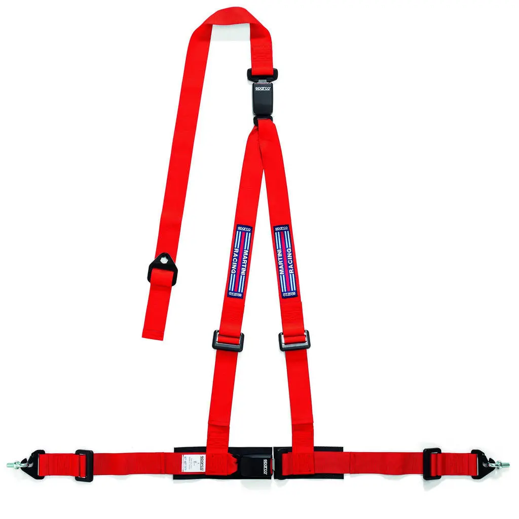 SPARCO 04608DF1MRRS Harness belts MARTINI RACING, 3 points, 2", ECE, snap on, red