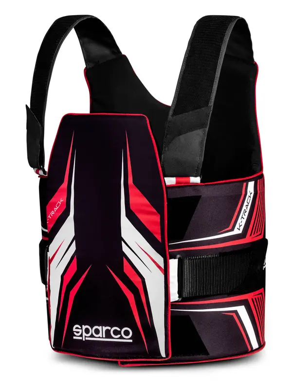 SPARCO 002406KNRRS0XXS K-TRACK Karting Rib Protector, FIA 8870-2018, black/red