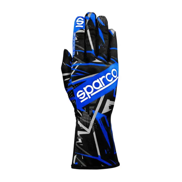 SPARCO BKG0001B0K16008 Karting Gloves K-Rookie, Black / Electric Blue, Size 8