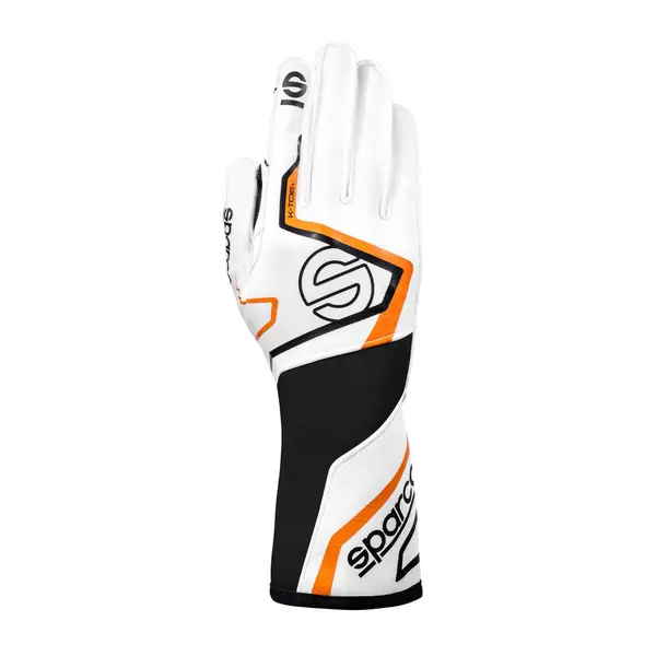 SPARCO BKG0002B0W17008 Karting Gloves K-Tide+ (FIA 8877-2022), White / Fluo Orange, Size 8