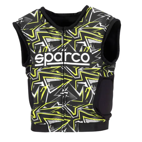 SPARCO 002402KNRGF1S Karting Rib Protector SJ Pro K-3, Black / Yellow Fluo